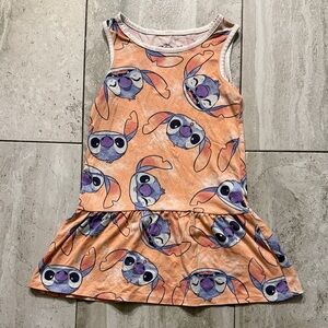 Disney Orange & Purple Stitch Print Girls' Tank Dress